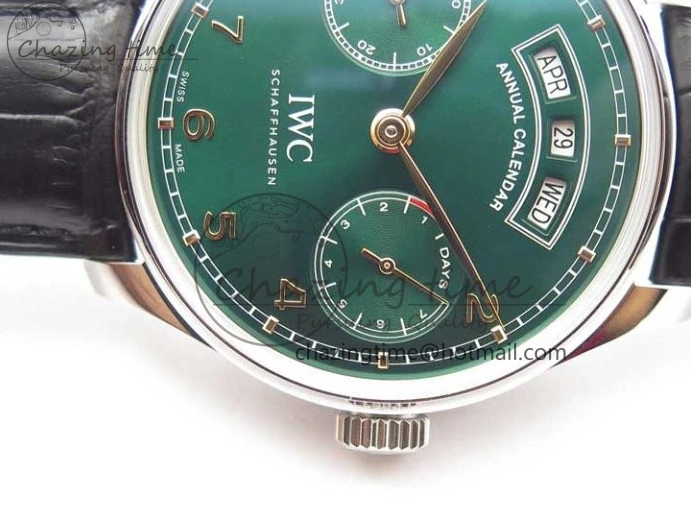 MIROTIME 1230 Portuguese Real PR Real Annual Calendar IW503510 ZF 1:1 Best Edition Green Dial on Black Leather Strap A QuickDry 7097